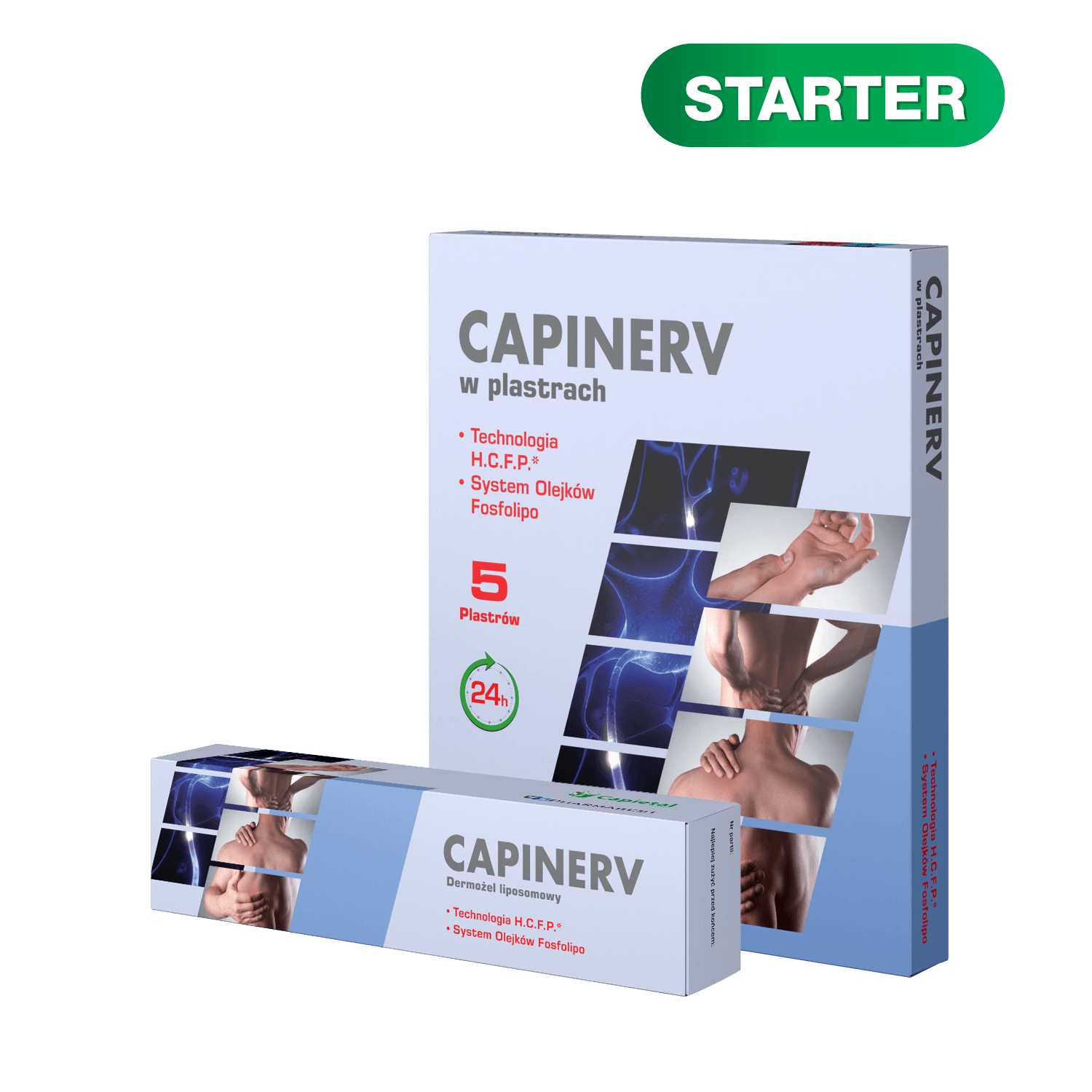 ZESTAW STARTOWY–1xCAPINERV dermożel+1xCAPINERV plastry
